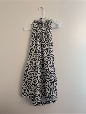 Island Company Black and White Spiral Halter Dress